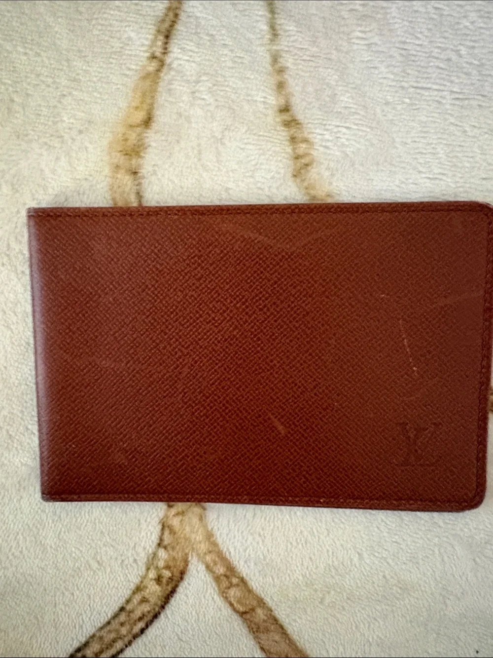Louis Vuitton Vintage Brown Taiga Leather Bifold Card Holder / Wallet